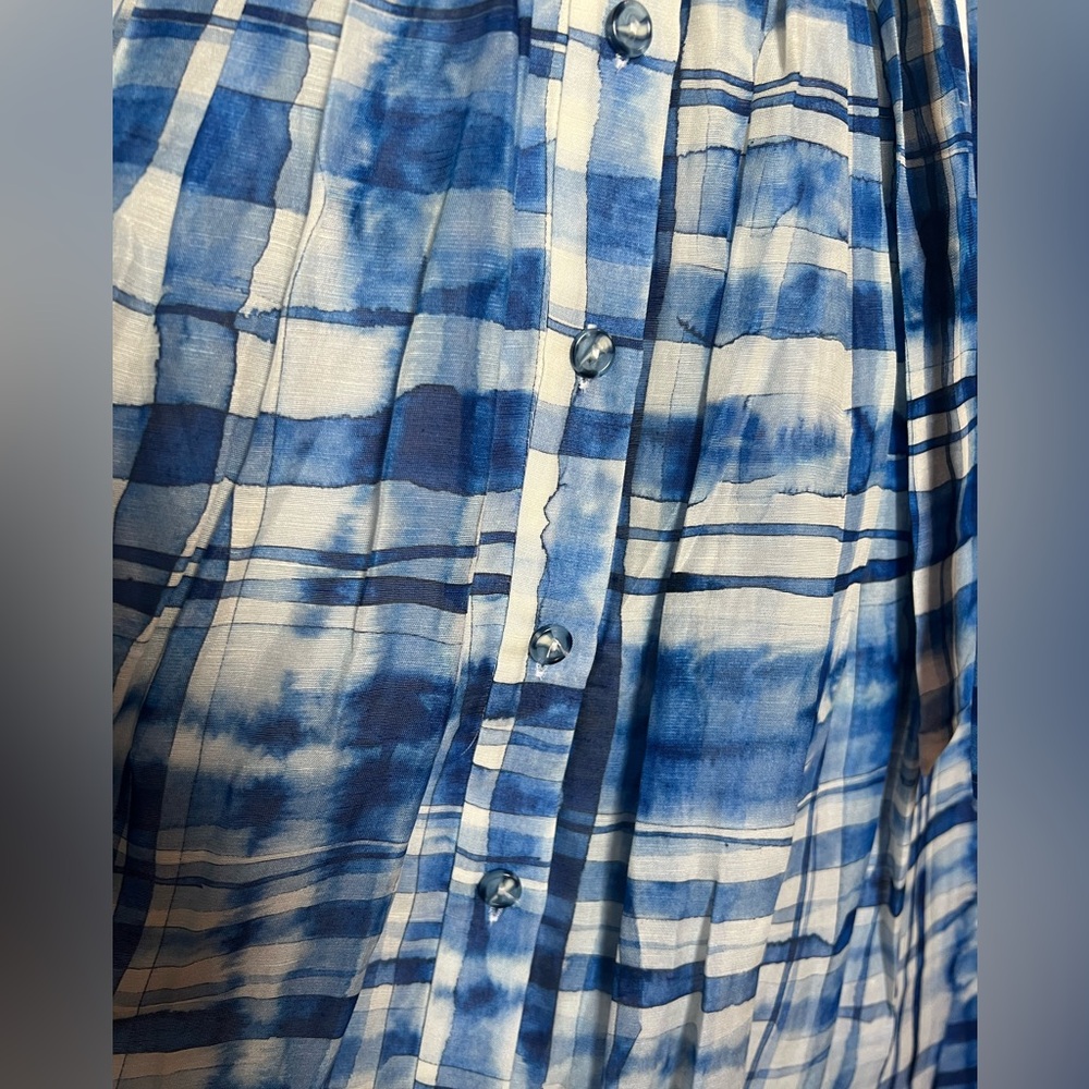 NWT Shoshanna Blue Watercolor Linen Dress - Picture 10 of 17